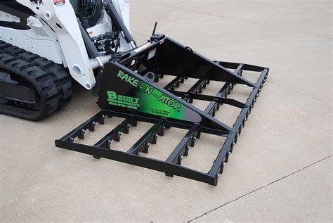 skid steer pond attachments|landscaping rakes for skid steer.